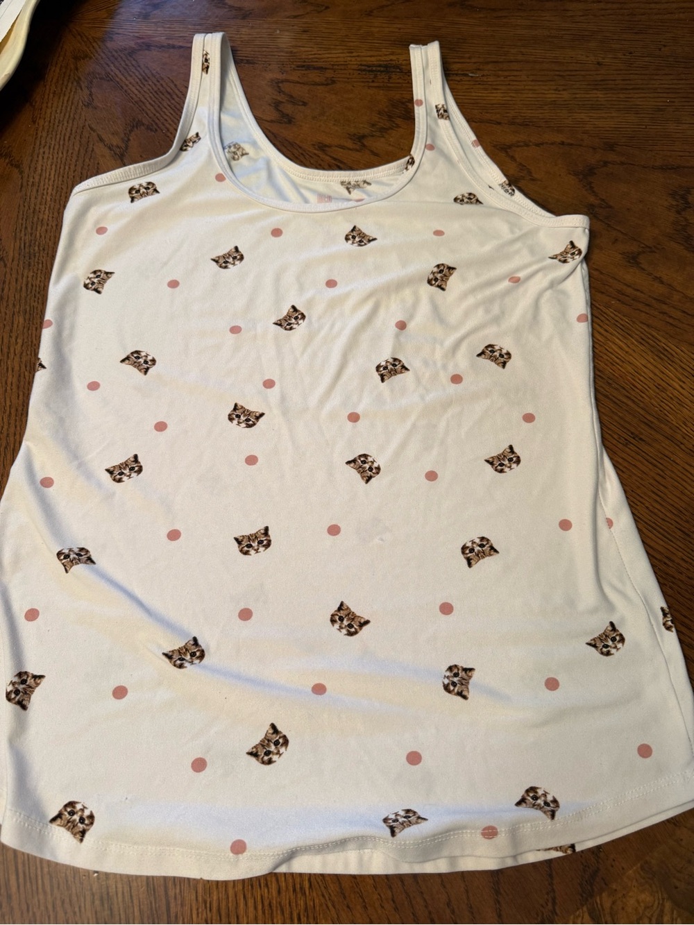 No Boundaries Sweet Kitten & Polka‎ Dot Scoop Neck Tank Top